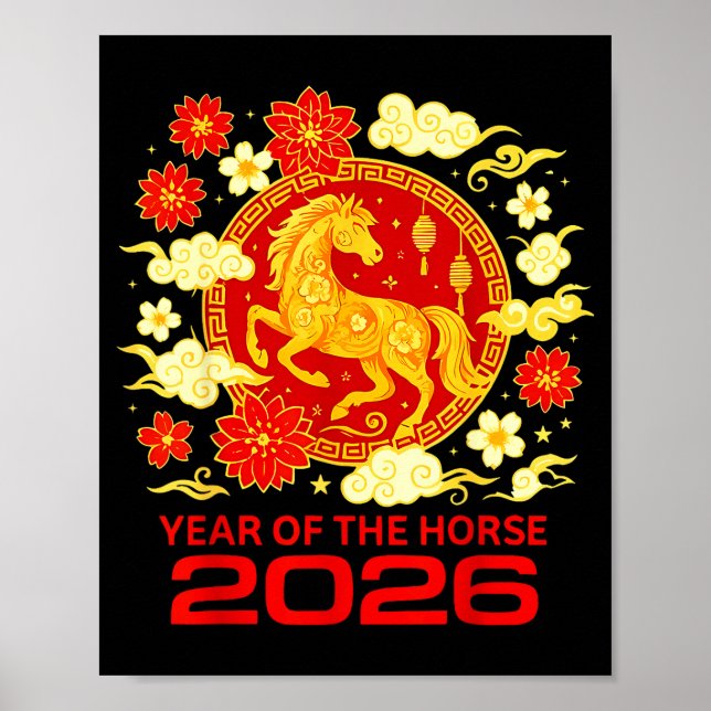 Happy New Year 2026 Chinese New Year Horse Zodiac  Poster (Framsidan)