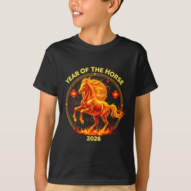 Happy New Year 2026 Chinese New Year Horse Zodiac  T Shirt (Framsida)