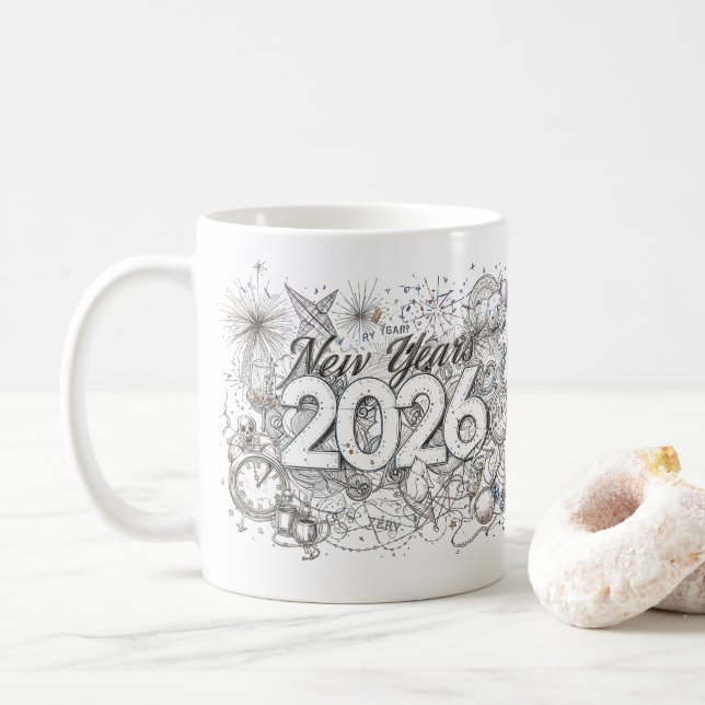 happy new year 2026 coffee mug kaffemugg (Med munk)