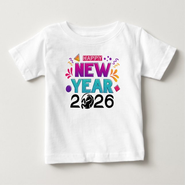 Happy New Year 2026 Colorful Celebration Tee (Framsida)