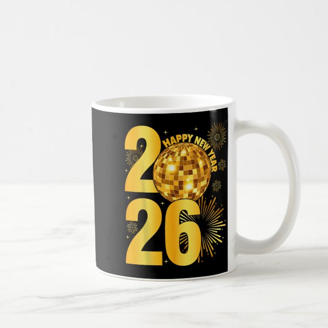 Happy New Year 2026 Coquette Bow Disco Ball New Ye Kaffemugg (Höger)
