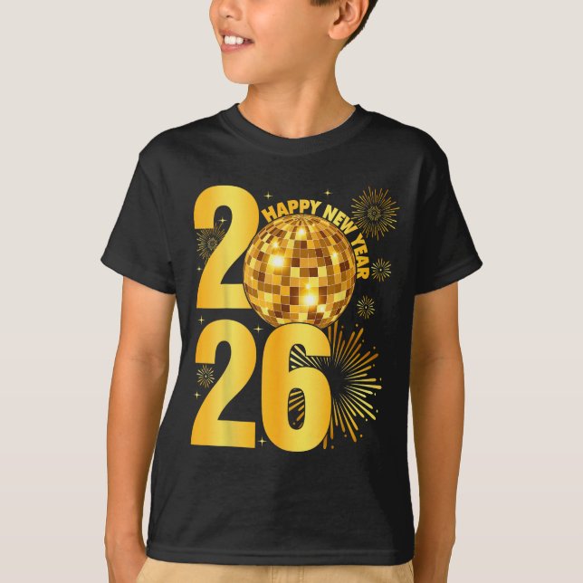 Happy New Year 2026 Coquette Bow Disco Ball New Ye T Shirt (Framsida)