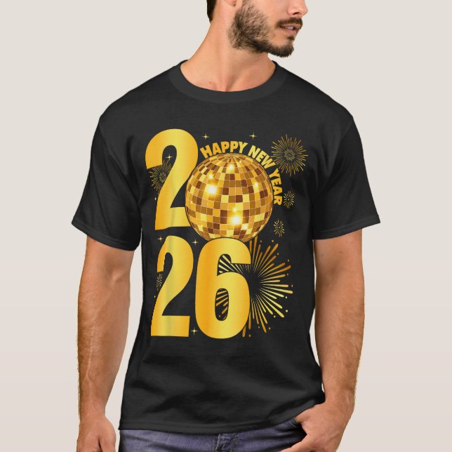 Happy New Year 2026 Coquette Bow Disco Ball New Ye T Shirt (Framsida)