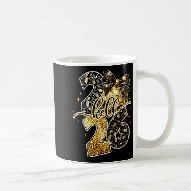 Happy New Year 2026 Coquette Bow Golden Family Mat Kaffemugg (Höger)