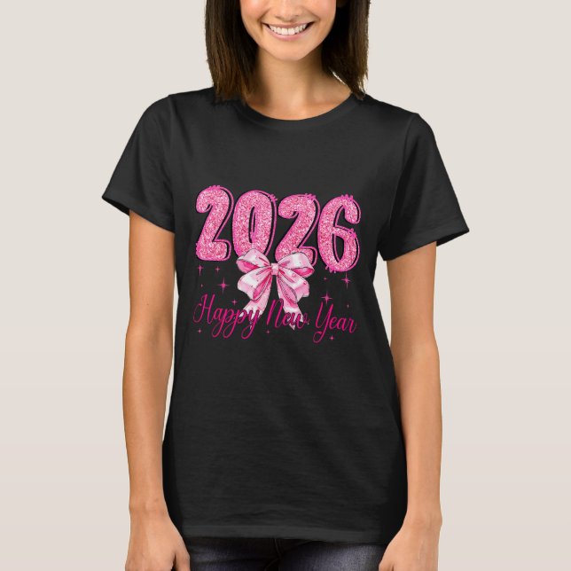 Happy New Year 2026 Coquette Bow New Years Eve Par T Shirt (Framsida)