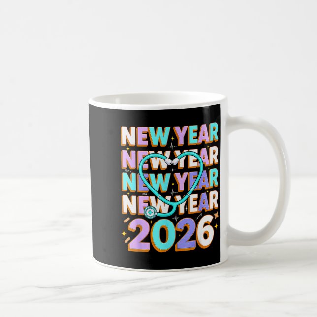 Happy New Year 2026 Coquette Bows New Years Nurse  Kaffemugg (Höger)