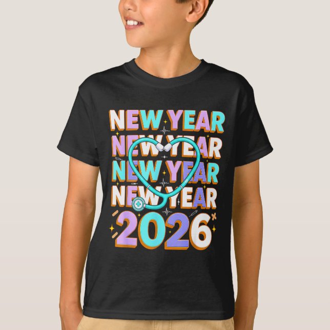 Happy New Year 2026 Coquette Bows New Years Nurse  T Shirt (Framsida)