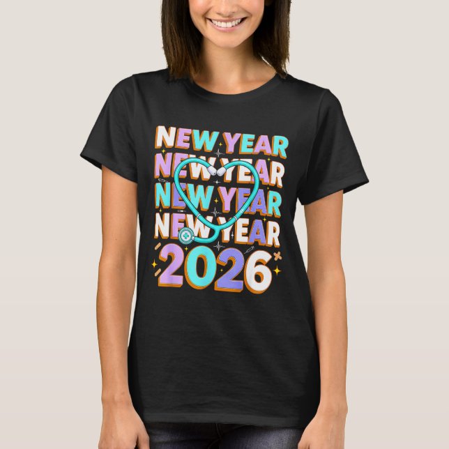 Happy New Year 2026 Coquette Bows New Years Nurse  T Shirt (Framsida)