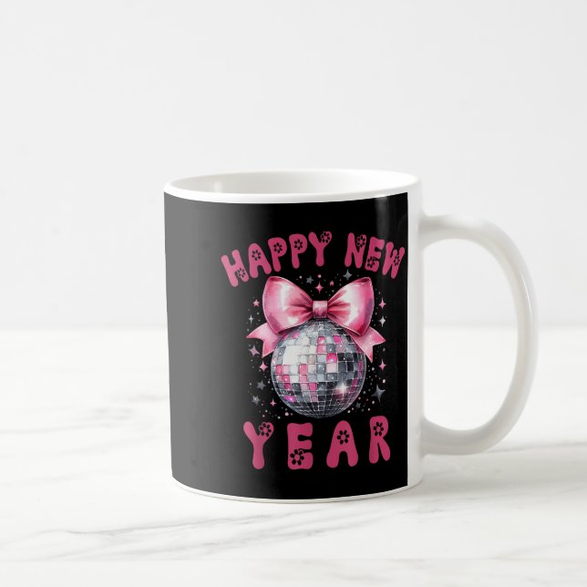 Happy New Year 2026 Coquette Nk Bow Disco Ball Wom Kaffemugg (Höger)