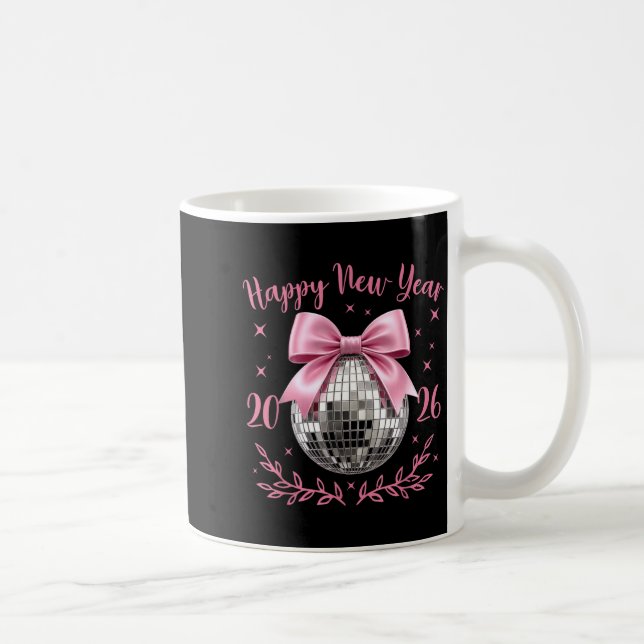 Happy New Year 2026 Coquette Nk Bow Disco Ball Wom Kaffemugg (Höger)