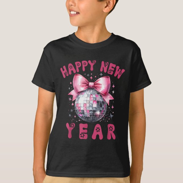 Happy New Year 2026 Coquette Nk Bow Disco Ball Wom T Shirt (Framsida)