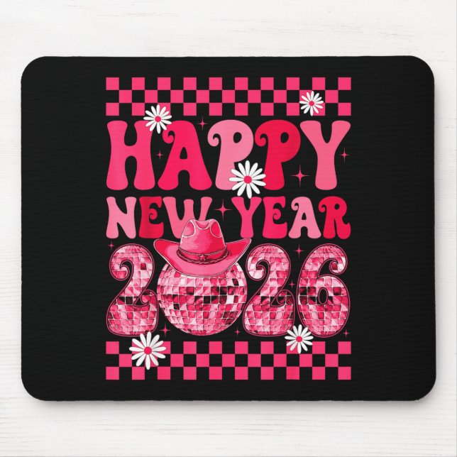 Happy New Year 2026 Cowgirl Cowboy Disco Ball Girl Musmatta (Framsidan)