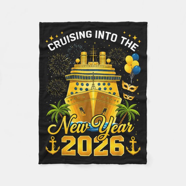 Happy New Year 2026 Cruising Into The New Year 202 Fleecefilt (Framsidan)