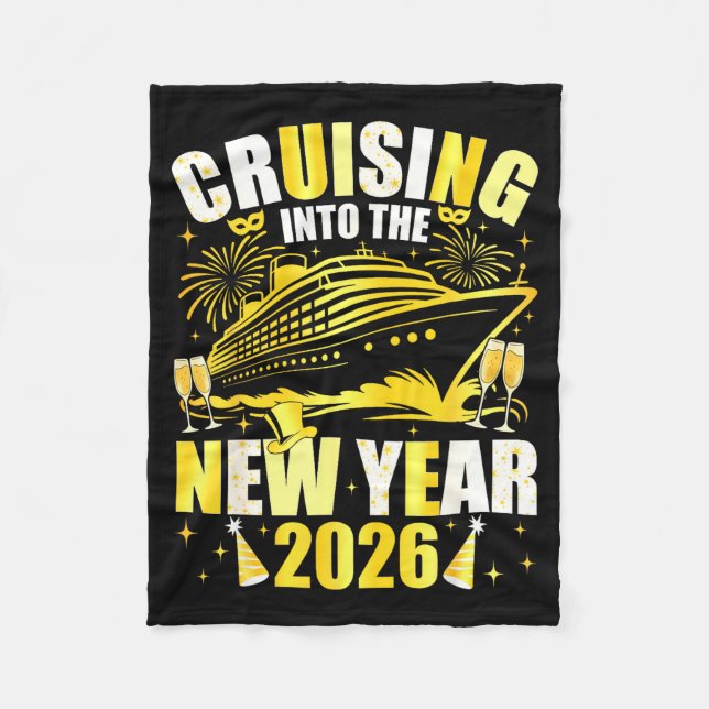 Happy New Year 2026 Cruising Into The New Year 202 Fleecefilt (Framsidan)