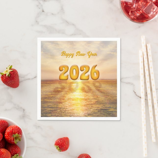 Happy New Year 2026 (customizable text) Pappersservett (Insitu)