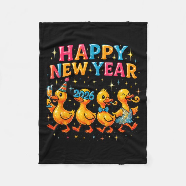 Happy New Year 2026 Cute Duck Party Gift  Fleecefilt (Framsidan)