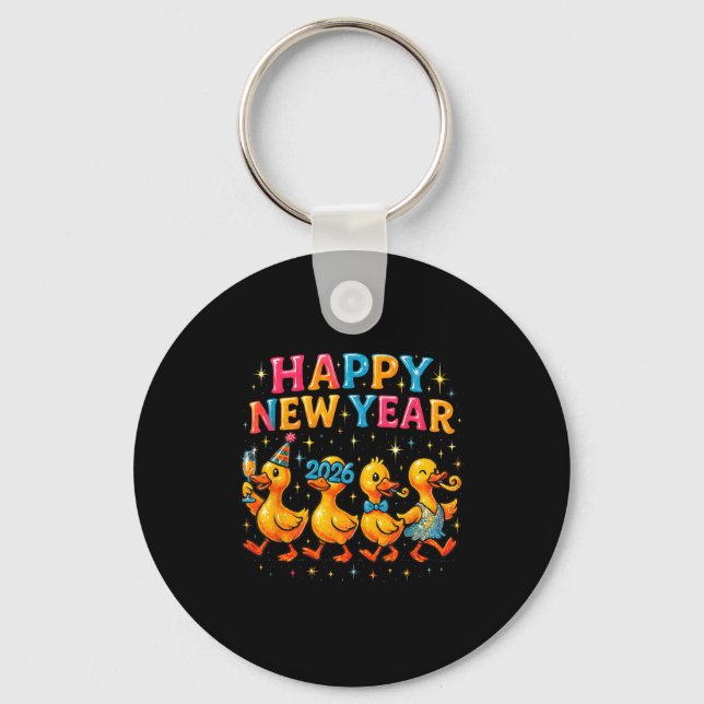 Happy New Year 2026 Cute Duck Party Gift  Nyckelring (Framsida)