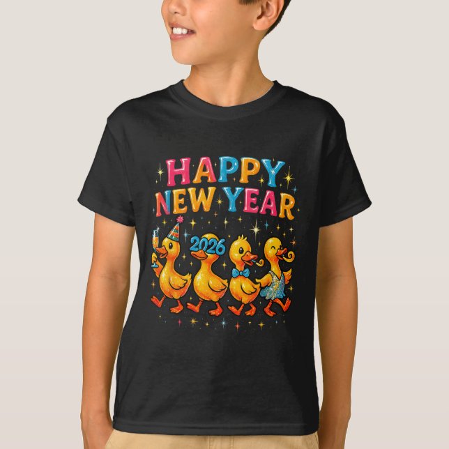 Happy New Year 2026 Cute Duck Party Gift  T Shirt (Framsida)