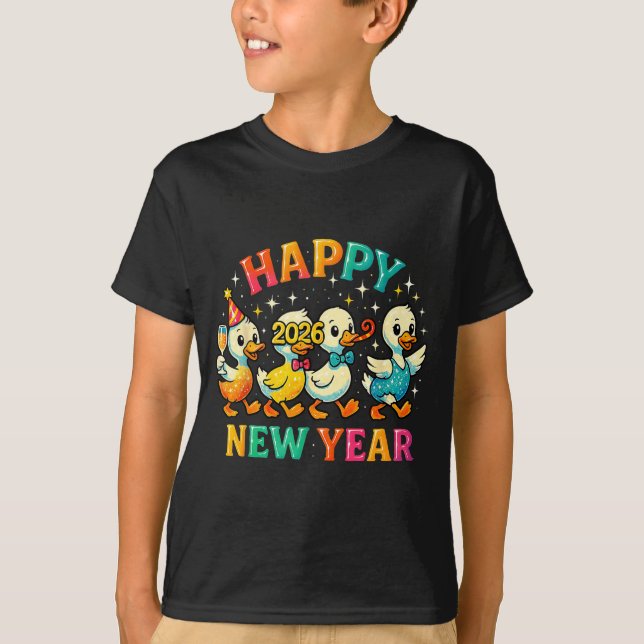 Happy New Year 2026 Cute Duck Party Gift  T Shirt (Framsida)
