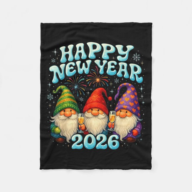 Happy New Year 2026 Cute Gnome Party Gift  Fleecefilt (Framsidan)