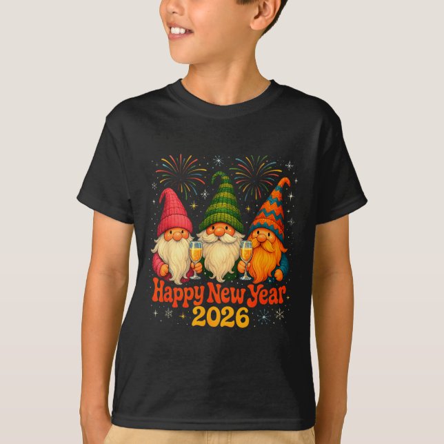 Happy New Year 2026 Cute Gnome Party Gift  T Shirt (Framsida)