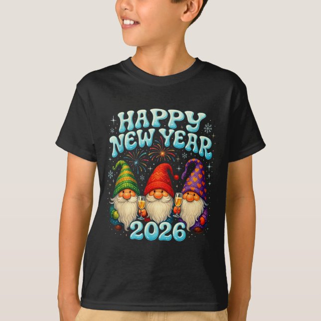 Happy New Year 2026 Cute Gnome Party Gift  T Shirt (Framsida)