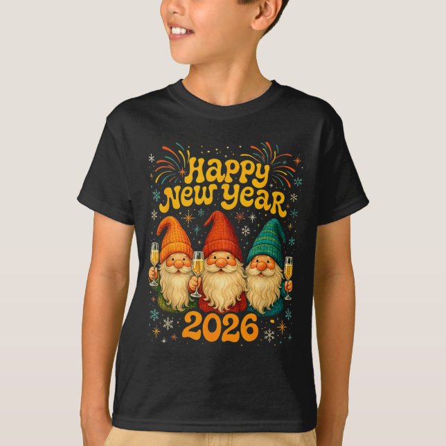 Happy New Year 2026 Cute Gnome Party Gift  T Shirt (Framsida)