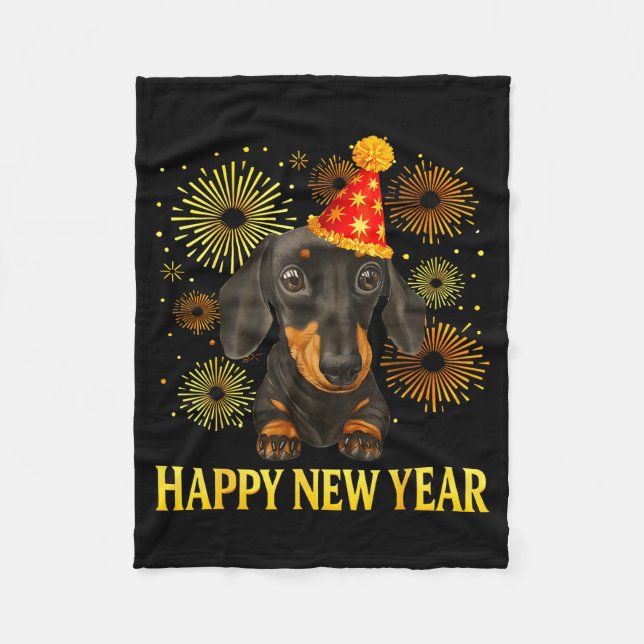 Happy New Year 2026 Dachshund Fireworks New Years  Fleecefilt (Framsidan)