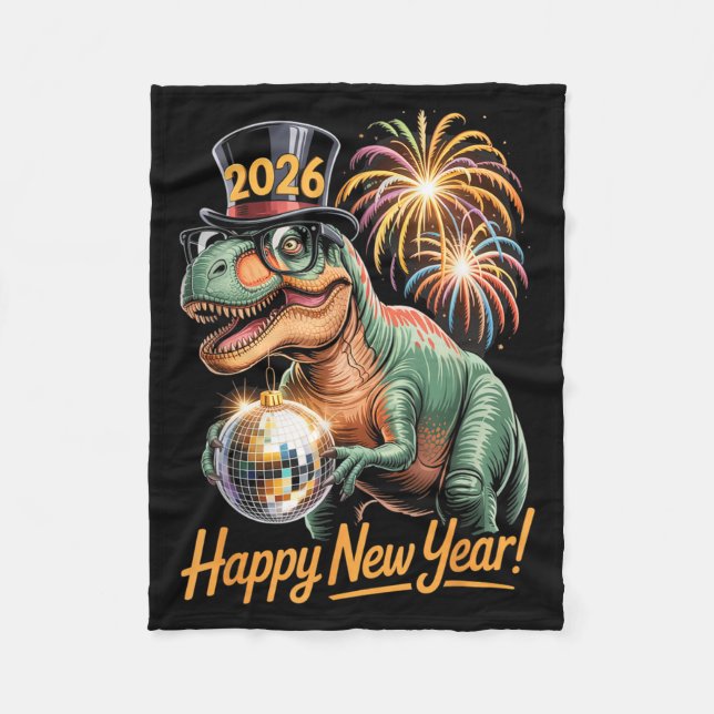 Happy New Year 2026 Dinosaur Funny T-rex Tee For K Fleecefilt (Framsidan)
