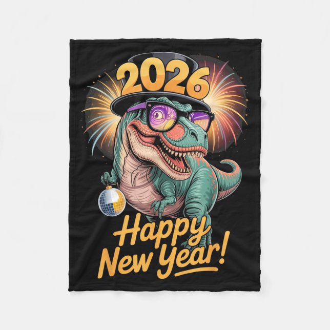 Happy New Year 2026 Dinosaur Funny T-rex Tee For K Fleecefilt (Framsidan)