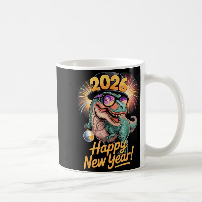 Happy New Year 2026 Dinosaur Funny T-rex Tee For K Kaffemugg (Höger)