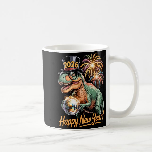 Happy New Year 2026 Dinosaur Funny T-rex Tee For K Kaffemugg (Höger)