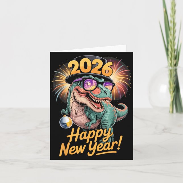 Happy New Year 2026 Dinosaur Funny T-rex Tee For K Kort (Framsida)
