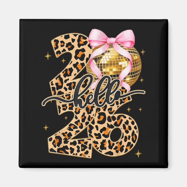 Happy New Year 2026 Disco Ball Bow New Year's Eve  Magnet (Framsidan)