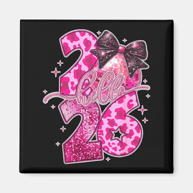 Happy New Year 2026 Disco Ball Bow New Year's Eve  Magnet (Framsidan)