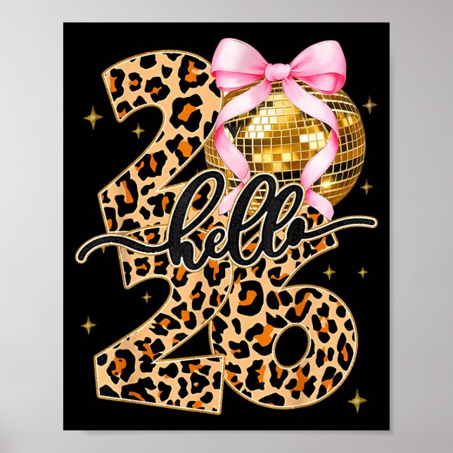 Happy New Year 2026 Disco Ball Bow New Year's Eve  Poster (Framsidan)