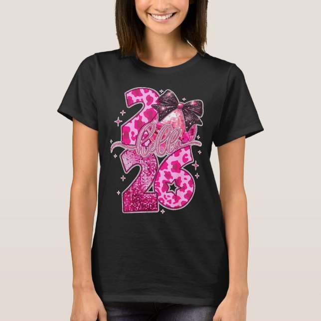 Happy New Year 2026 Disco Ball Bow New Year's Eve  T Shirt (Framsida)