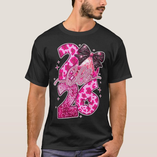 Happy New Year 2026 Disco Ball Bow New Year's Eve  T Shirt (Framsida)