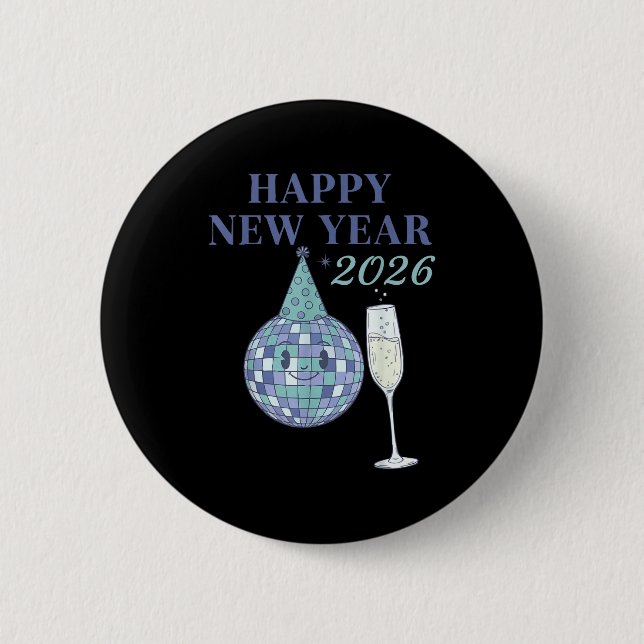 Happy New Year 2026 Disco Ball Celebration  Knapp (Framsida)
