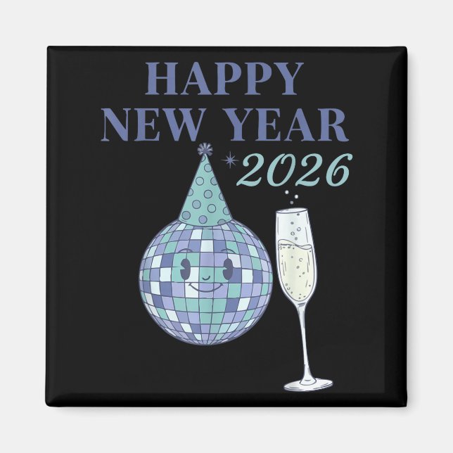 Happy New Year 2026 Disco Ball Celebration  Magnet (Framsidan)