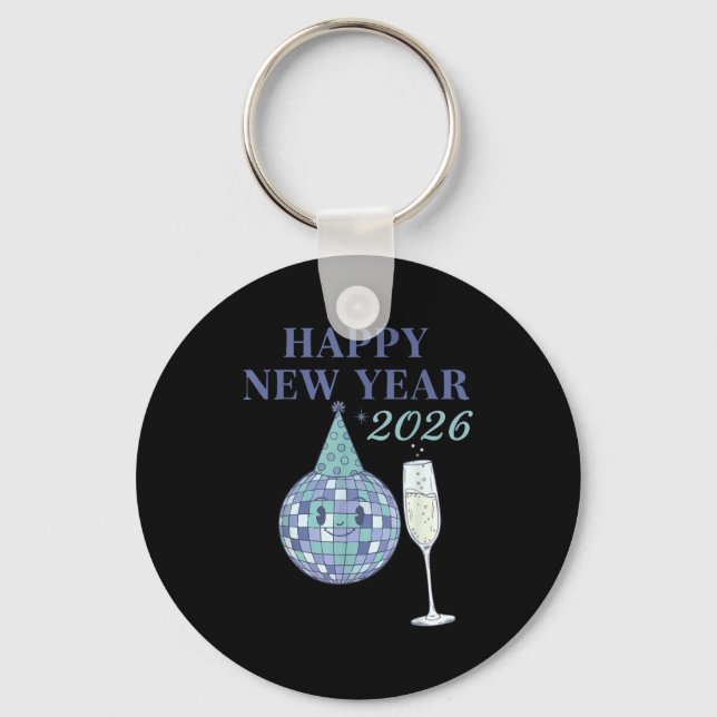 Happy New Year 2026 Disco Ball Celebration  Nyckelring (Framsida)