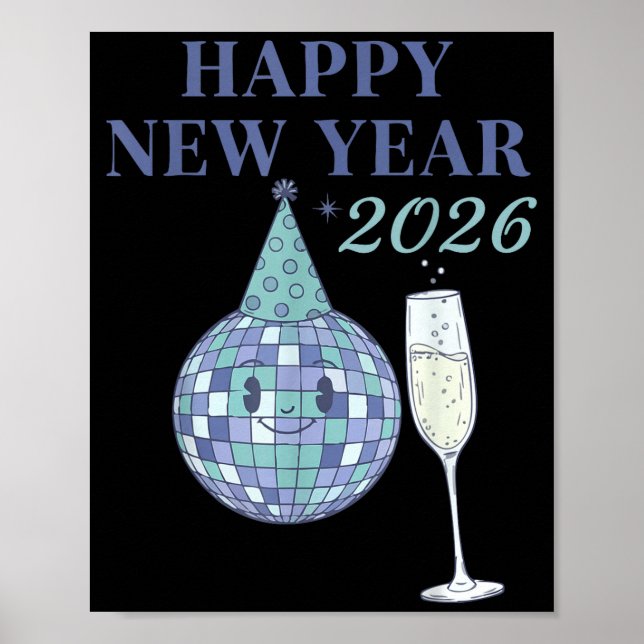 Happy New Year 2026 Disco Ball Celebration  Poster (Framsidan)