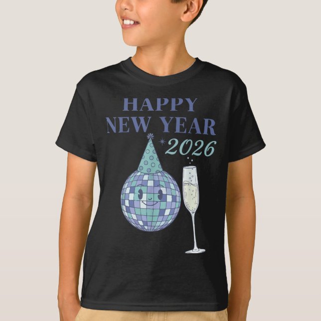 Happy New Year 2026 Disco Ball Celebration  T Shirt (Framsida)