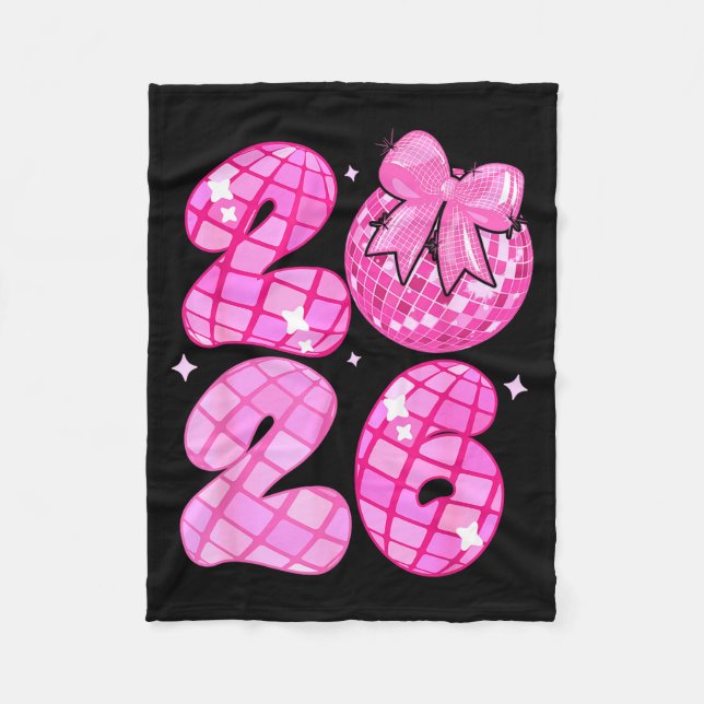 Happy New Year 2026 Disco Ball Nk Coquette Bow Fam Fleecefilt (Framsidan)