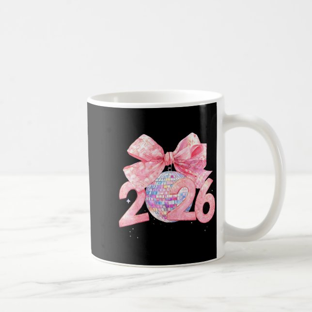 Happy New Year 2026 Disco Ball Nk Coquette Bow Fam Kaffemugg (Höger)