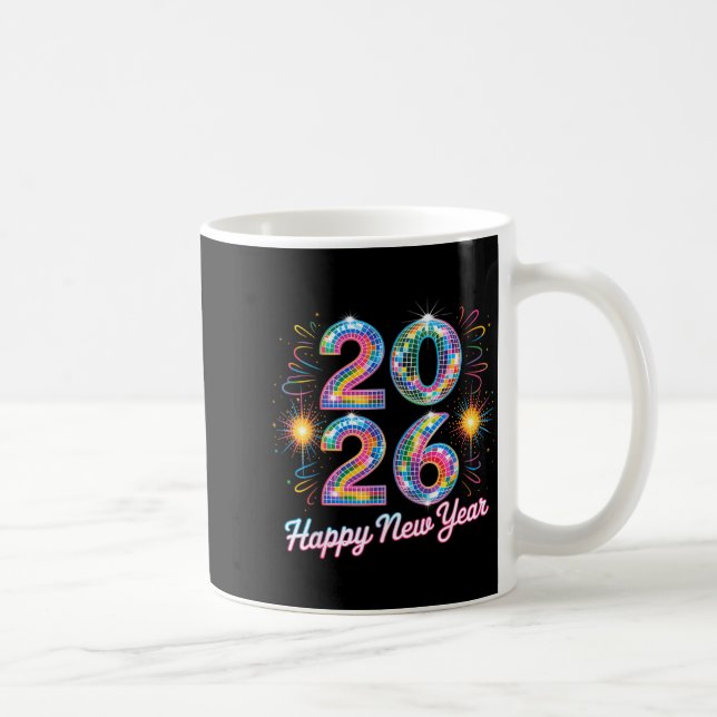 Happy New Year 2026 Disco Ball Retro Family Matchi Kaffemugg (Höger)