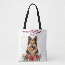 Happy New Year 2026 Dog Lover Tote Bag Tygkasse