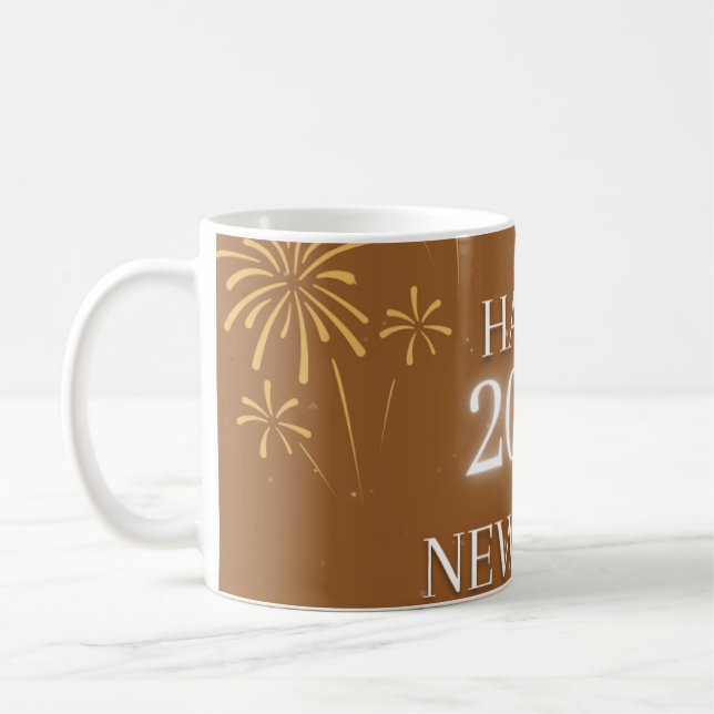 Happy New Year 2026 – Elegant Golden Brown poster. Kaffemugg (Vänster)