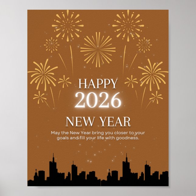Happy New Year 2026 – Elegant Golden Brown poster. Poster (Framsidan)