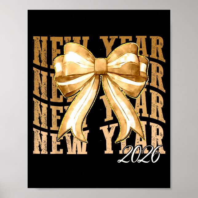 Happy New Year 2026 Eve Coquette Party Golden Fami Poster (Framsidan)